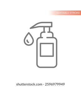 Hand sanitizer line icon. Soap dispenser and disinfection outline.