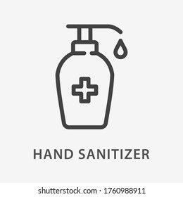 Hand sanitizer line icon. Vector illustration on white background.