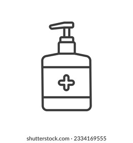 icono de línea de sanitizador manual vector color negro y blanco