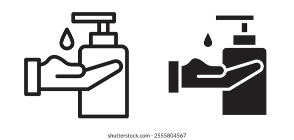 Hand sanitizer liner icon vector set.