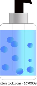 A hand sanitizer liquid inside a bottle isolated over white