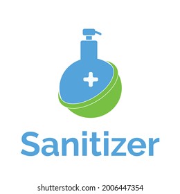 Hand sanitizer logo design with medical cross sign and protection symbol