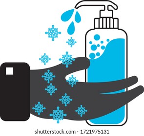 Hand sanitizer logo design template illustration, is good for news covid-19, medical, education etc
