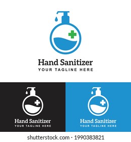 Hand Sanitizer Logo Design Template With Hand Sanitizer Bottle.