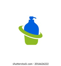 Plantilla vectorial de diseño de logotipo de sanitizador manual