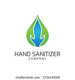 Hand sanitizer logo icon. Vector illustration. Modern design. creative hnad and water drop concept
