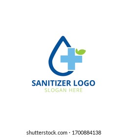Hand Sanitizer logo, water drop and medical sign vector design.