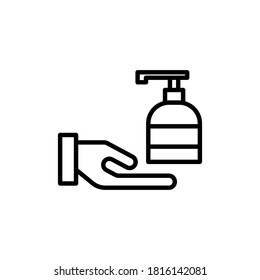 hand sanitizer outline Icon. corona virus vector illustration on white background
