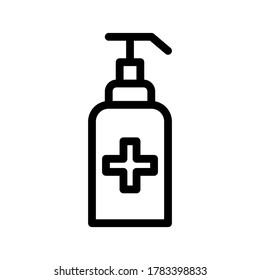 Hand sanitizer outline icon on isolated background, Disinfectant line icon, Hand sanitizer vector illustration for logo, ui, web, apps, banner, poster, brochure, infographic, etc. 