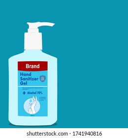 Botella de bombeo y gota de un limpiador de mano. Método de prevención de enfermedades. Evite la infección por gérmenes utilizando gel de alcohol. Producto desinfectante. Dejen de contagiarse.