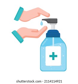 Hand sanitizer pump bottle vector illustration, washing hand, omicron, isolated on white background 