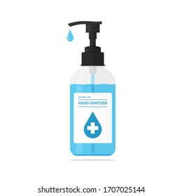 Hand sanitizer pump bottle, washing gel, alcohol gel, illustration, isolated on white background - Vector