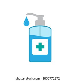 Hand sanitizer pump bottle, washing gel, alcohol gel, illustration, Vector, isolated on white background