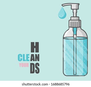 Hand sanitizer pump bottle,alcohol gel,wash your hands concept.