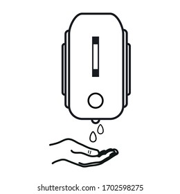 Hand sanitizer Pump icon. Alcohol-based hand rub vector. Rubbing alcohol sign.Soap dispenser symbol. Protection from bacteria.