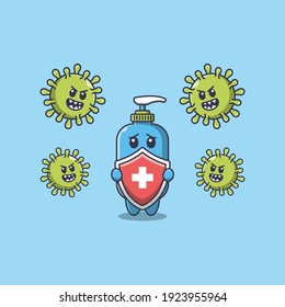 Handanisierer, der Angst hat, von dem Corona-Virus angegriffen zu werden