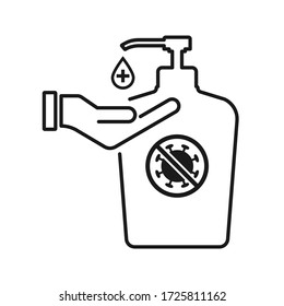 Hand sanitizer sign, Hand wash gel icon flat style vector illustration. icon editable