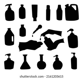 Hand sanitizer Silhouettes premium vector template