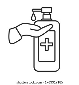 Hand sanitizer soap, icon, vector illustration, logo, template. Hand disinfection. Coronavirus.