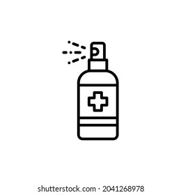 Hand sanitizer spray icon vector sign symbol. Spraying antibacterial alcohol icon.