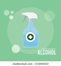 Hand sanitizer spray pump bottle,corona virus prevention medical hand sanitize gel,hydro alcoholic,vector illustration