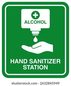 HAND SANITIZER STATION SIGNALING GREEN AND WHITE