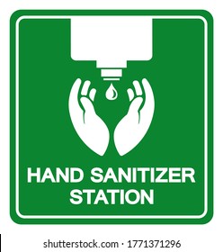 Symbol-Zeichen der Hand-Sanitizer-Station, Vektorgrafik, einzeln auf weißem Hintergrund. EPS10