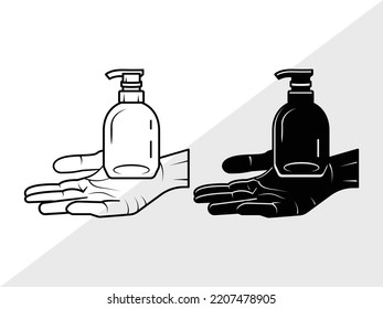 Ilustración de vectores imprimibles con Sanitizer de mano SVG