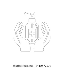 Hand sanitizer symbol. The isolated vector icon on a white backdrop