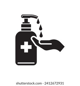Hand sanitizer symbol. The isolated vector icon on a white backdrop