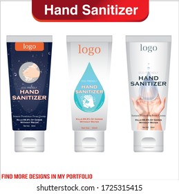Hand sanitizer tube with text on label. Packaging design. Advertising of hand sanitizer. Hand disinfectant. Personal hygiene. vector Illustration