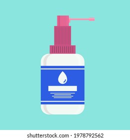 Hand sanitizer vector bottle. Sanitary antiseptic icon for hygiene virus and hand care. Washing hands, anti bacterial soap gel. 10 eps