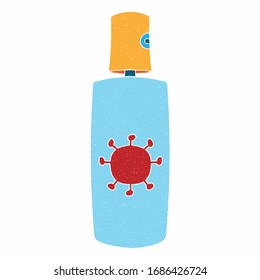 hand sanitizer vector design. digital hand drawn style. grain texture