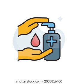 Hand sanitizer vector filled outline icon style illustration. EPS 10 file