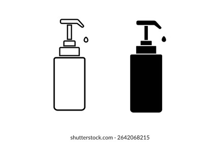 Hand sanitizer vector icon. Antiseptic alcohol gel symbol. Hand wash with soap, antibacterial icon. Clean hands symbol. Icon of hygiene procedure. Hand wash icon.