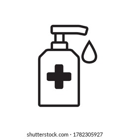 Icono de vector de sanitizador manual en blanco y negro 