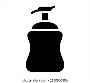 Hand sanitizer vector icon. Black spray sanitizer illustration with flat shapes isolated on white background