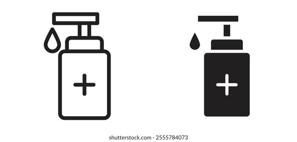 Hand sanitizer vector icon set in black color.