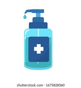 Hand sanitizer vector illustration in flat style isolated on white background
