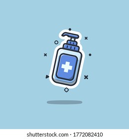 Hand sanitizer vector illustration in flat style isolated on light blue background