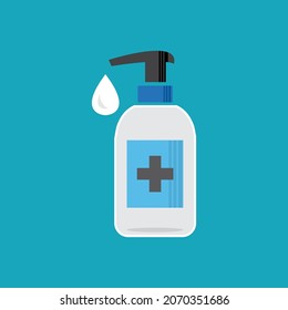 Hand sanitizer vector illustration in flat style isolated on white background