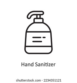 Hand Sanitizer Vector Outline Icon Design Illustration. Medizinisches Symbol auf weißem Hintergrund EPS10-Datei