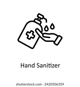 Hand Sanitizer vector outline icon style illustration. EPS 10 File