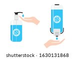 Hand sanitizers. Alcohol rub sanitizers kill most bacteria, fungi and stop some viruses such as coronavirus. Hygiene product. Sanitizer bottle and wall mounted container. Covid-19 spread prevention.