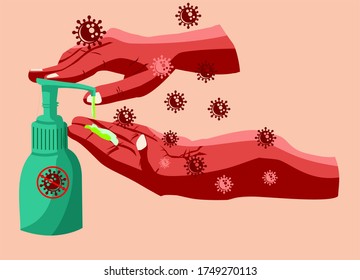 Hand sanitizers. Alcohol rub sanitizers kill most bacteria, fungi and stop some viruses such as coronavirus. Hygiene product.
