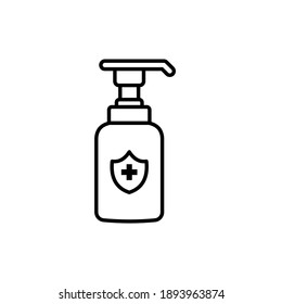 Ilustración vectorial del icono de línea Sanitizier manual. Desinfectante, diseño de símbolo de icono de saneamiento