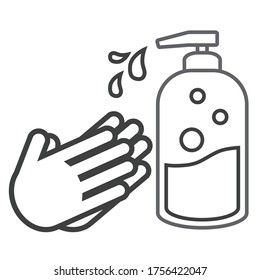 Hand sanitizing icon. Hands disinfection. Washing hand with soap. Prevention against viruses, bacteria, flu, corona virus. Concept of hygiene, cleanliness, Vector illustration
