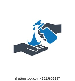 Symbol für Handdesinfektionsflüssigkeit einzeln auf weißem Hintergrund
