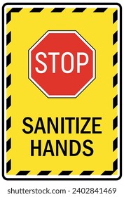Hand sanitizing sign and labels