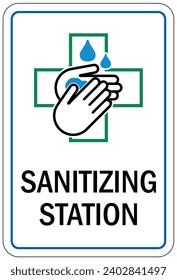 Hand sanitizing sign and labels